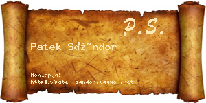 Patek Sándor névjegykártya